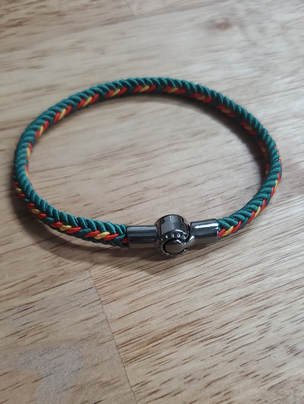 Women's Braided Green, Red & Yellow Rope Bracelet